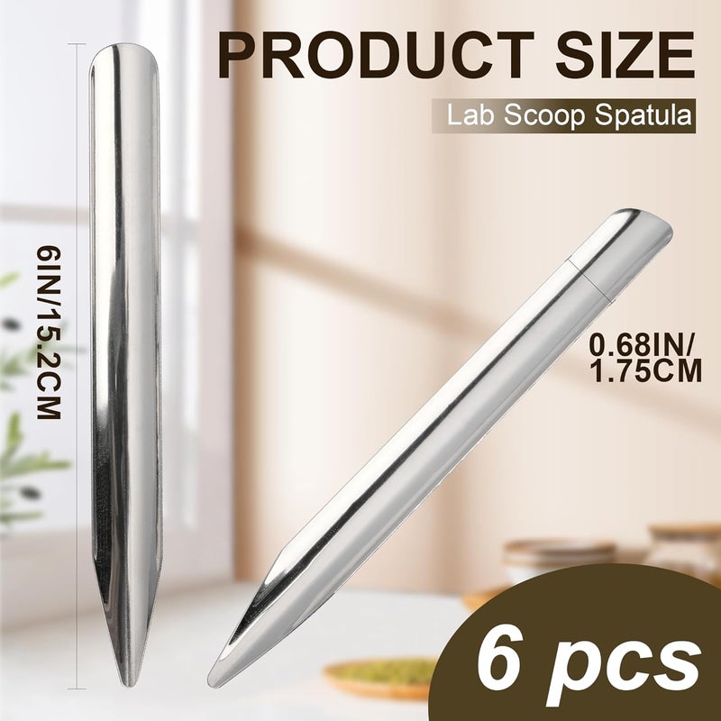 TUNQISM 6pcs 6-inch Laboratory Spatula, Stainless Steel Laboratory Shovel, Round Pointed Spatula, Laboratory Curved Metal Head Spoon, Used for scooping and transferring Mixed Powder - Image 3
